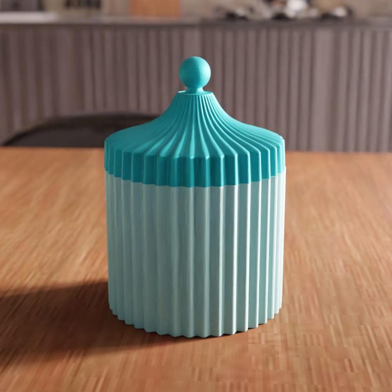 3D Ribbed Storage Jar STL File - Modern Lidded Container for Home Decor (Digital Download) image 4