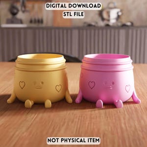 3D Sitting Jar Planter STL File - kawaii desk planter (Digital Download)