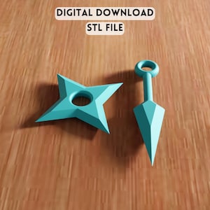 3D Ninja Kunai & Shuriken STL-bestand - Cosplay-rekwisietenset, anime-wapendecor (digitale download)