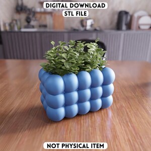 3D バブルキューブオーガナイザー STL ファイル - モダンプランター収納ボックス (デジタルダウンロード)