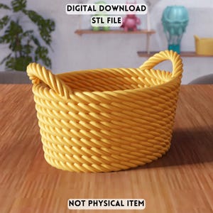 3D Rope Basket V2 STL File - Woven Storage Basket Handle Home Decor (Digital Download)