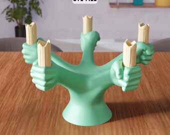 3D Abstract Candle Holder Figure STL File - Modern Decorative Sculpture (Digital Download)