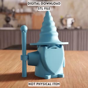 3D Wizard Figurine STL File - Fantasy Mage Character Desk Decor (Digital Download)