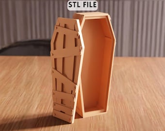 3D Coffin Box STL File - spooky storage coffin prop, halloween decor (Digital Download)