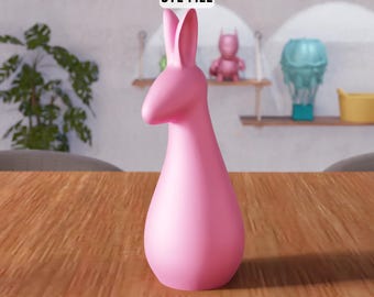 3D konijn beeldje STL-bestand - Minimale konijn sculptuur woondecoratie (digitale download)