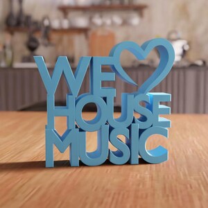 3D We Love Music STL File - music quote decor sign modern typography (Digital Download) image 3