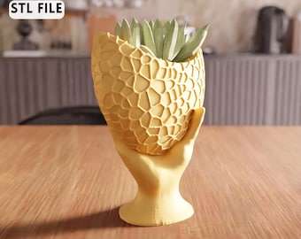 3D Hand Holding Textured Planter STL File - Modern sculpt bowl decor (Digital Download)