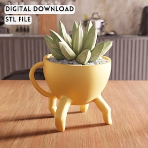 3D Legged Cup Planter STL File - Succulent pot funny design home decor (Digital Download)