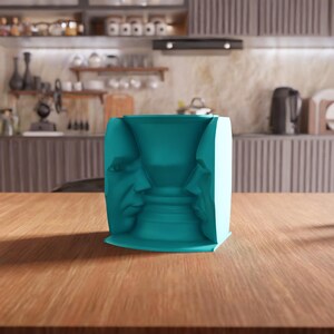 3D Illusion Face Vase STL File - Optical art home decor sculpture gift (Digital Download) image 5
