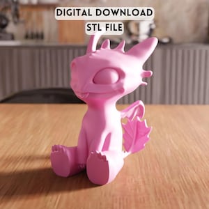 3D-figur av tandlös drake (STL-fil) – modell av fantasivarelse, dekoration, present (digital nedladdning)