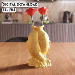 3D Fish Vase STL File – Modern Tabletop Decor (Digital Download)