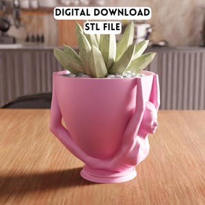 3D Human Support Planter STL File - Modern artistic face pot decor (Digital Download)