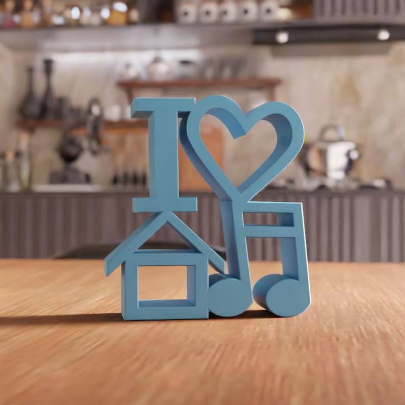 3D I Love Home Music Decor STL File - Modern Wall Accent Typography (Digital Download) image 6