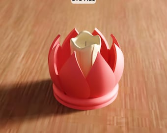 3D Lotus Candle Holder STL File - decorative floral home decor (Digital Download)