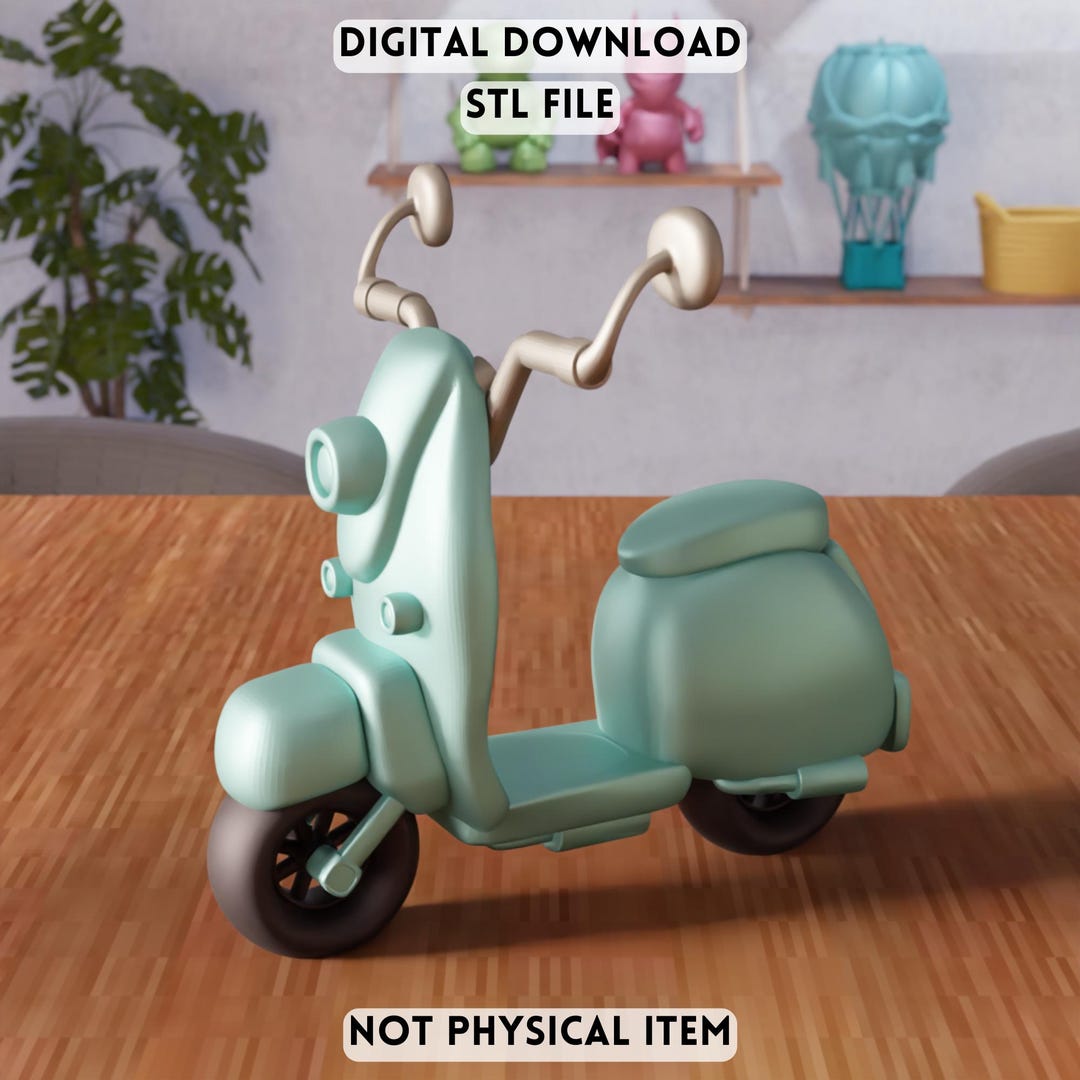 Retro Ride Stl 3D Retro Scooter STL File - Vintage Decorative Mini Model (digital ...