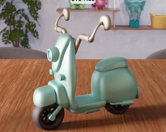 3D Retro Scooter STL File - Vintage Decorative Mini Model (Digital Download)