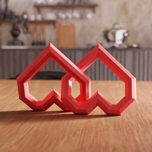 3D Interlocking Heart STL File - Modern Love Decor Geometric Sculpture (Digital Download) image 5
