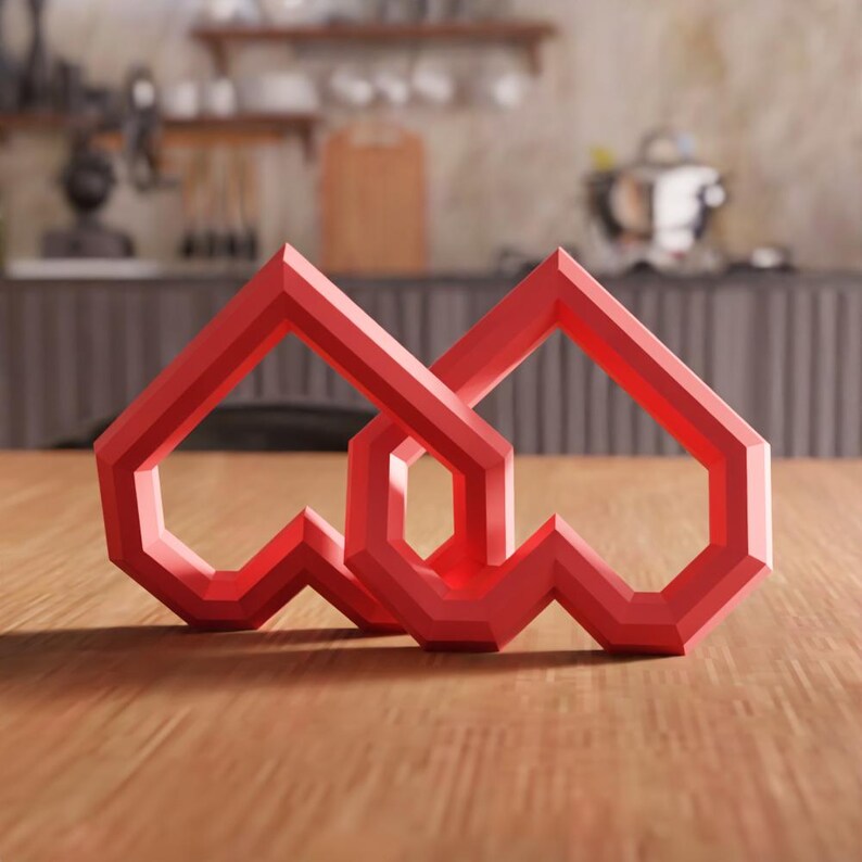3D Interlocking Heart STL File - Modern Love Decor Geometric Sculpture (Digital Download) image 5