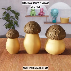 3D Mushroom Storage STL File - Decorative Fungi Container Home Decor (Digital Download)