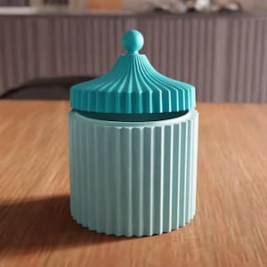 3D Ribbed Storage Jar STL File - Modern Lidded Container for Home Decor (Digital Download) image 3