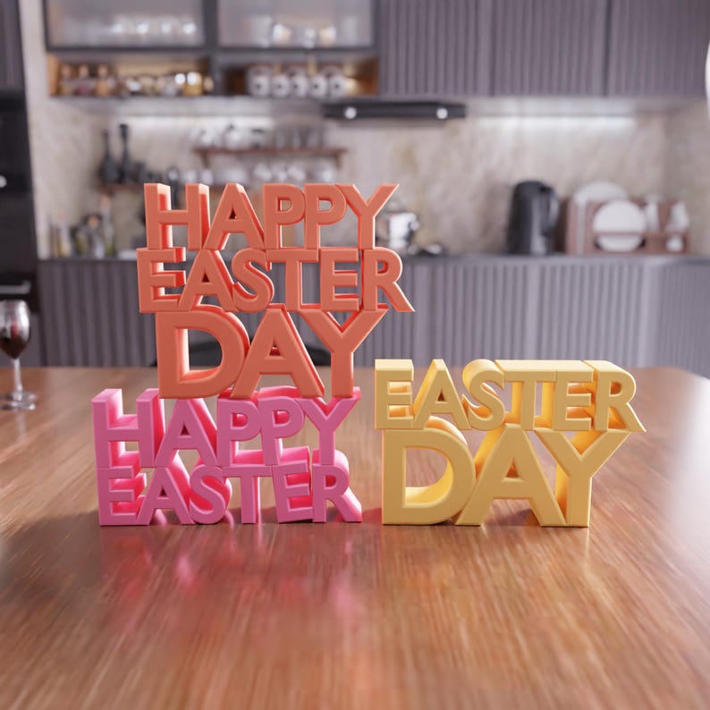 3D Happy Easter Day Text
