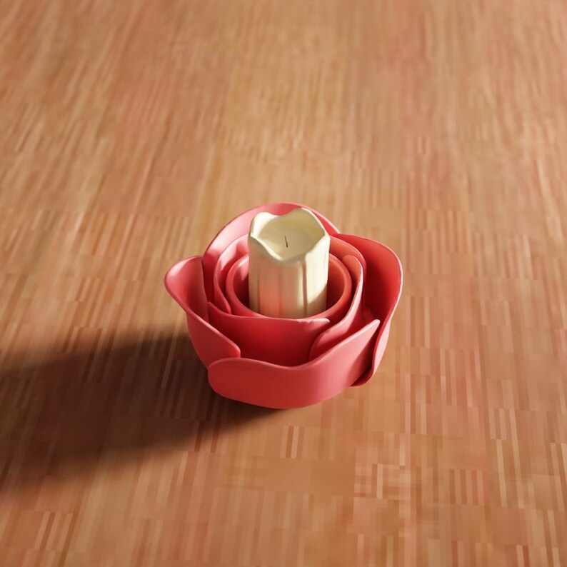 3D Flower Tea Light Holder STL File – Floral Garden Decor (Digital Download) image 5