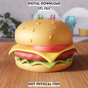 Cheeseburger 3D Figur STL Datei - Dekoratives Lebensmittel Modell Küchen Dekor (Digitaler Download)