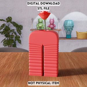 3D Ribbed Sculptural Vase STL File - Modern Abstract Home Decor (Digital Download)