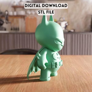 3D Chibi Bat Hero STL File - Superhero figurine decor model for collectors (Digital Download)