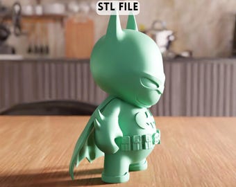 3D Chibi Bat Hero STL File - Superhero figurine decor model for collectors (Digital Download)