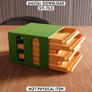 Archivo STL de minicajón modular 3D: Caja de almacenamiento apilable (descarga digital)