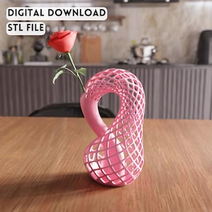 3D Modern Mesh Twist Vase STL File - Abstract Spiral Flower Holder (Digital Download)