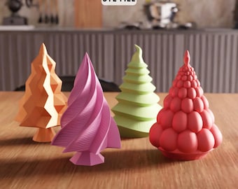 3D Christmas Tree Set STL File - Modern Holiday Decor Collection (Digital Download)