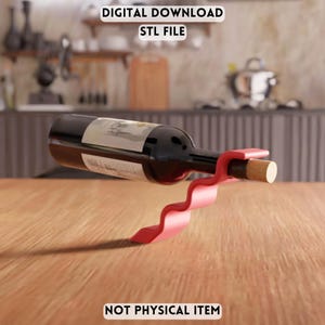 3D-golfwijnfleshouder STL-bestand - moderne wijnstandaard op tafel (digitale download)