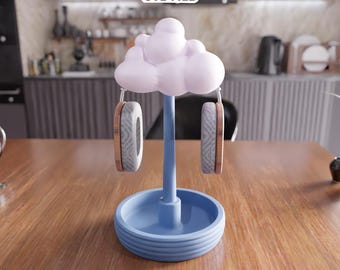 3D Cloudy Headset-Ständer STL-Datei - Desktop-Gaming-Zubehör (Digitaler Download)