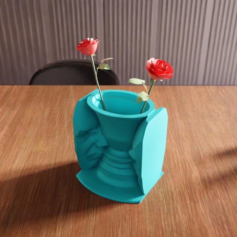 3D Illusion Face Vase STL File - Optical art home decor sculpture gift (Digital Download) image 3