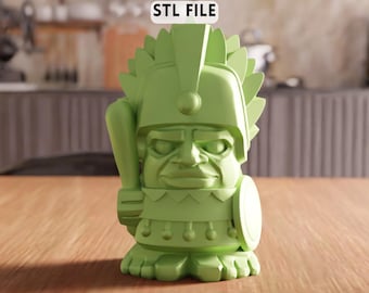 3D Aztec Warrior Figure STL File - Ancient statue decor model for display (Digital Download)