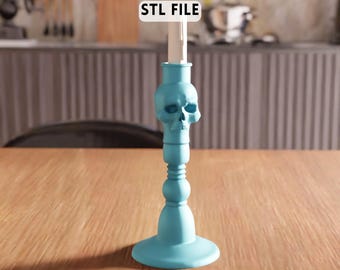 3D Skull Candle Holder STL File - Gothic Decor Candle Stand Model (Digital Download)