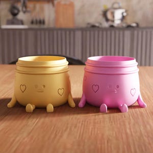 3D Sitting Cute Planter STL File - 2 Lip Versions, Indoor Planter, 3D Printing, Decorative Pot, Small Plant Holder, Digital Planter File