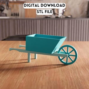 3D Wheelbarrow Planter STL File - Rustic Mini Garden Decor Design (Digital Download)