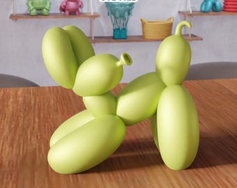 3D Laying Balloon Dog STL File - Modern Pop Art Sculpture (Digital Download)