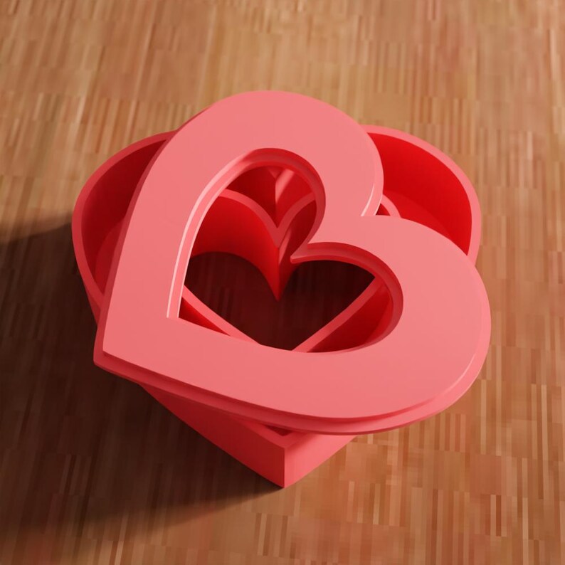 3D Heart Box STL File - Romantic Love Gift Decor Storage Design ...