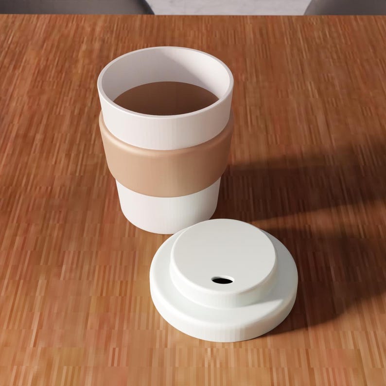 3D Coffee Cup STL File - Reusable Travel Mug Minimal Drinkware (Digital Download) image 3