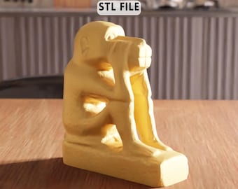 3D Thinker Monkey Statue STL File - Artistic decor figurine for home display (Digital Download)