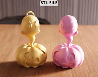 3D Pumpkin Ghost Figurine STL File - Halloween Decor Model (Digital Download)