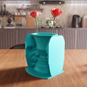 3D Illusion Face Vase STL File - Optical art home decor sculpture gift (Digital Download) image 7