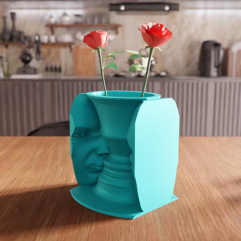 3D Illusion Face Vase STL File - Optical art home decor sculpture gift (Digital Download) image 7