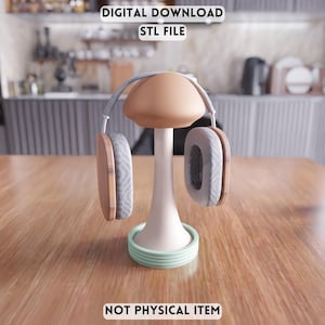 3D-headsetstativ med svampmotiv STL-fil - Gamer Desk Decor (digital nedladdning)