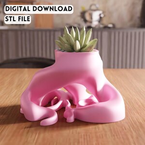 3D Organic Root Planter STL File - Abstract Succulent Holder Design (Digital Download)