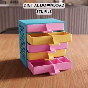File STL per organizzatore di cassetti 3D - Mobiletto modulare con vassoi divisi (download digitale)